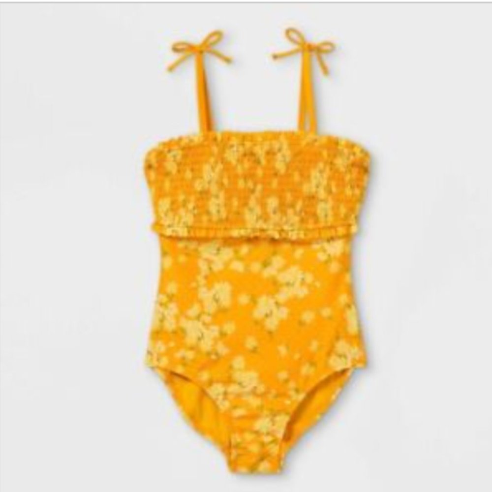 Cat and Jack Retro Yellow Floral Swimsuit